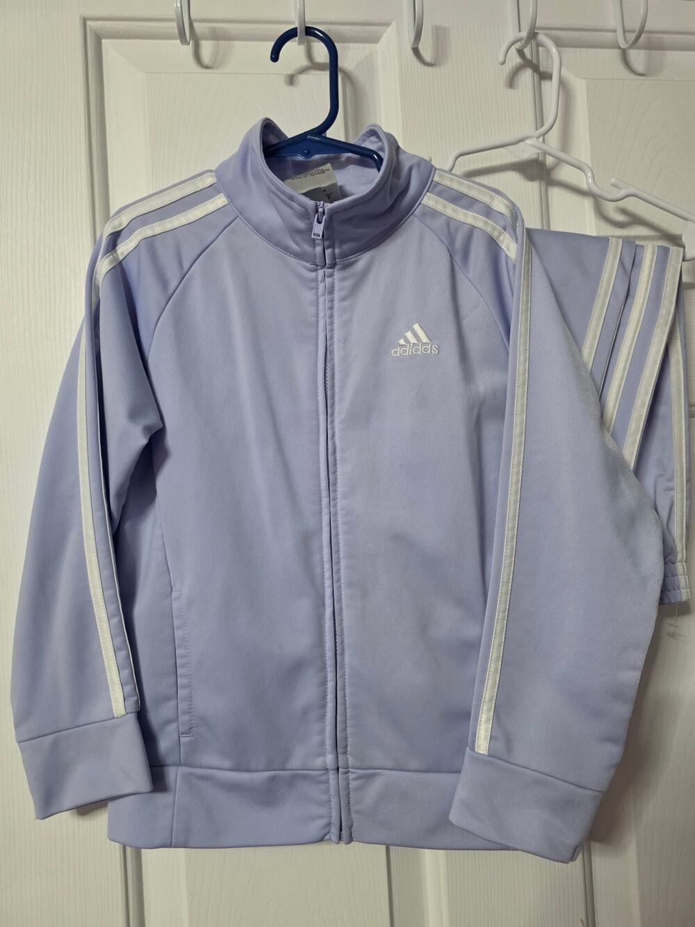 Adidas Girls sz 6X Lavender and White Track Jacket and Pants